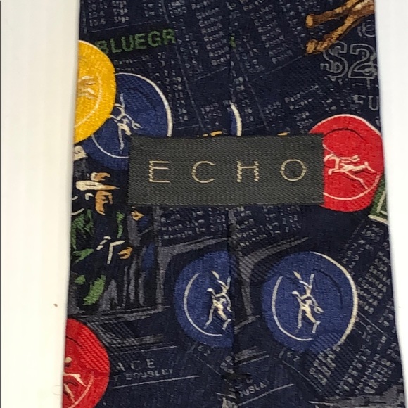ECHO vintage horse racing themed necktie OS - Picture 3 of 3